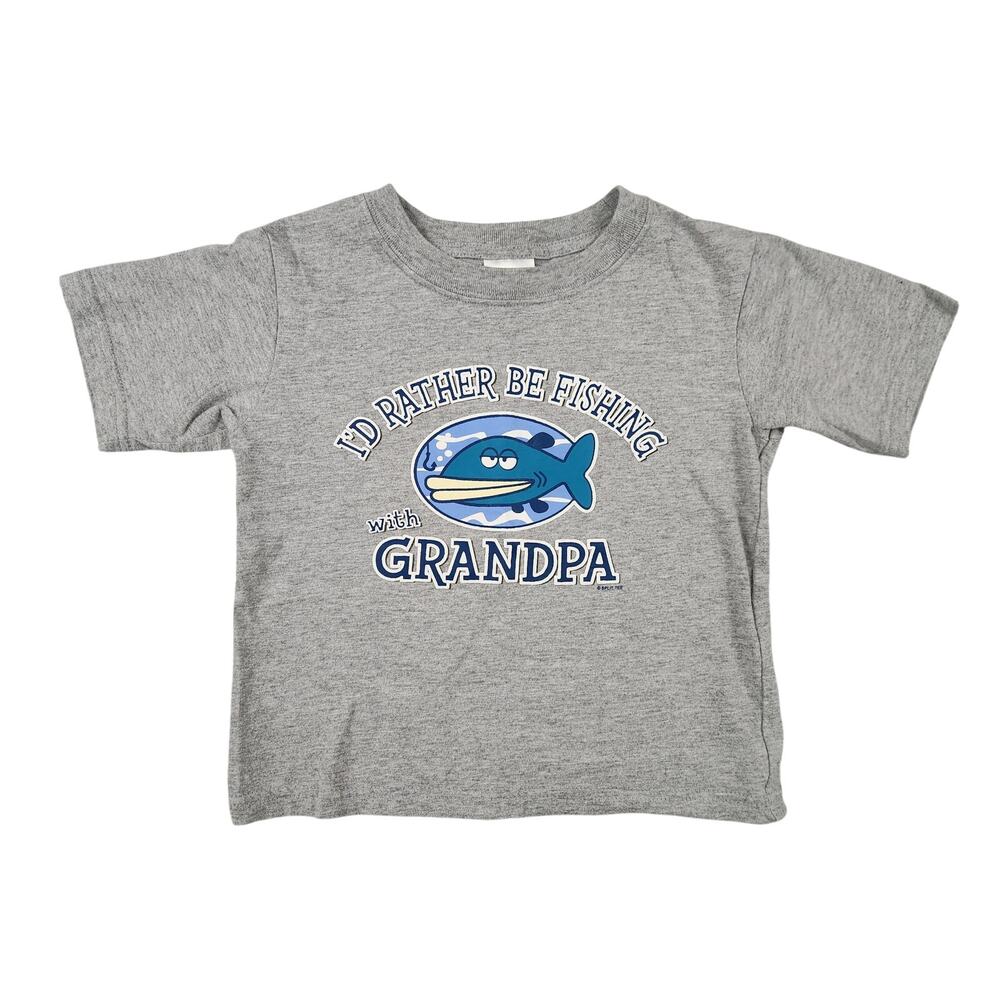 Split Tee 3T I’d Rather Be Fishing With Grandpa Graphic Toddler T Shirt Y2K
